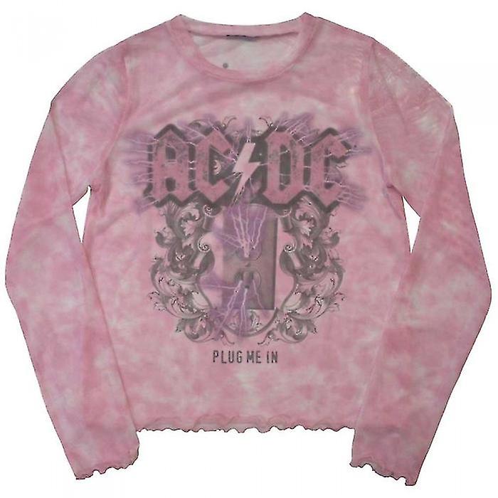 AC/DC Womens/Ladies Plug Me In Mesh Short-Sleeved Crop Top