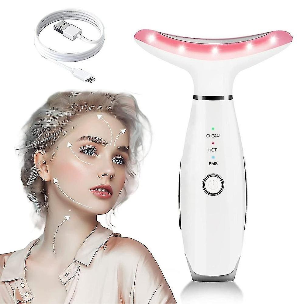 Firming and Wrinkle Removal Facial Massager Tool for Face and Neck, 3 LED Heating Modes Microcurrent