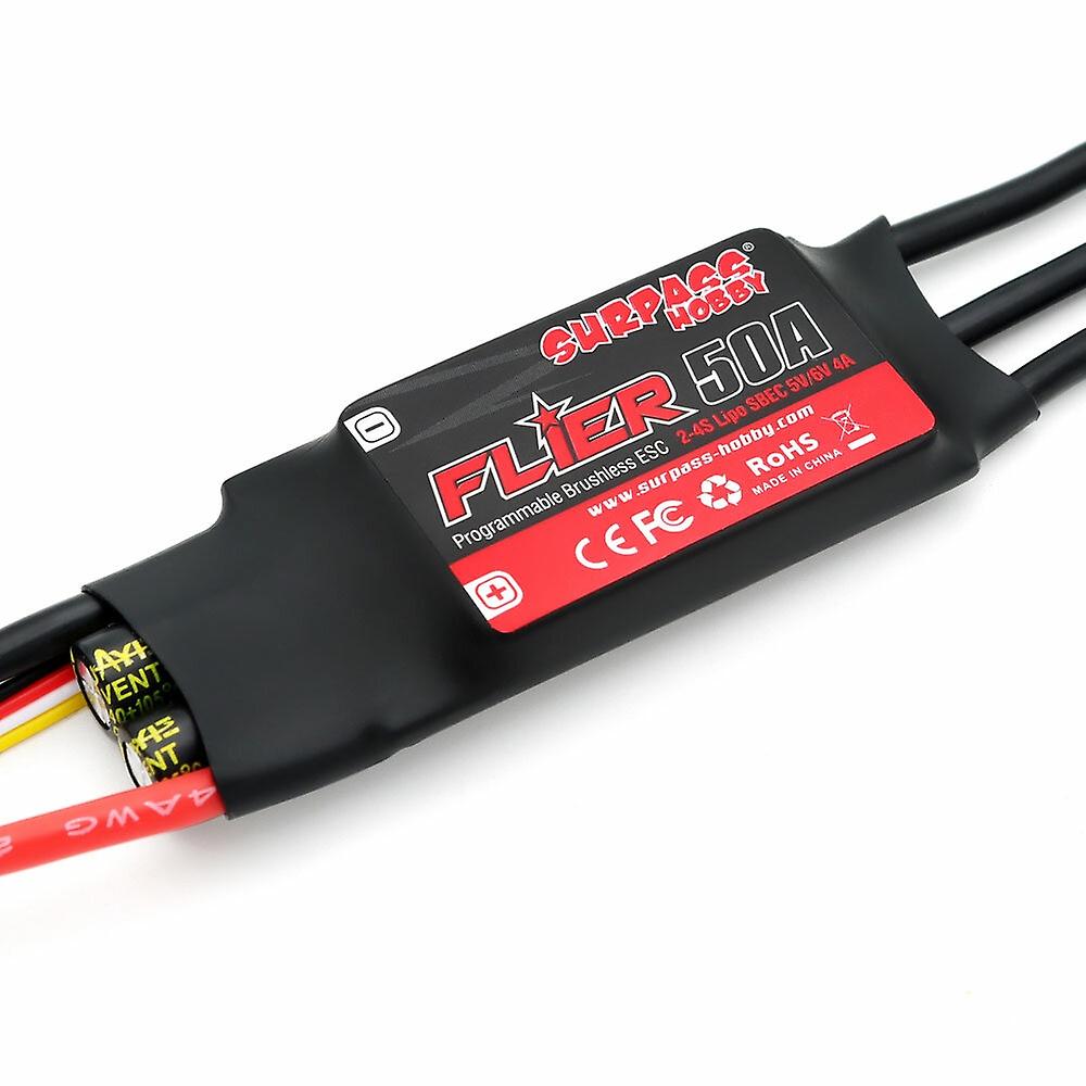 SURPASSHOBBY FLIER Series New 32bit 50A Brushless ESC With 5V/6V 4A SBEC 24S Support Programming for