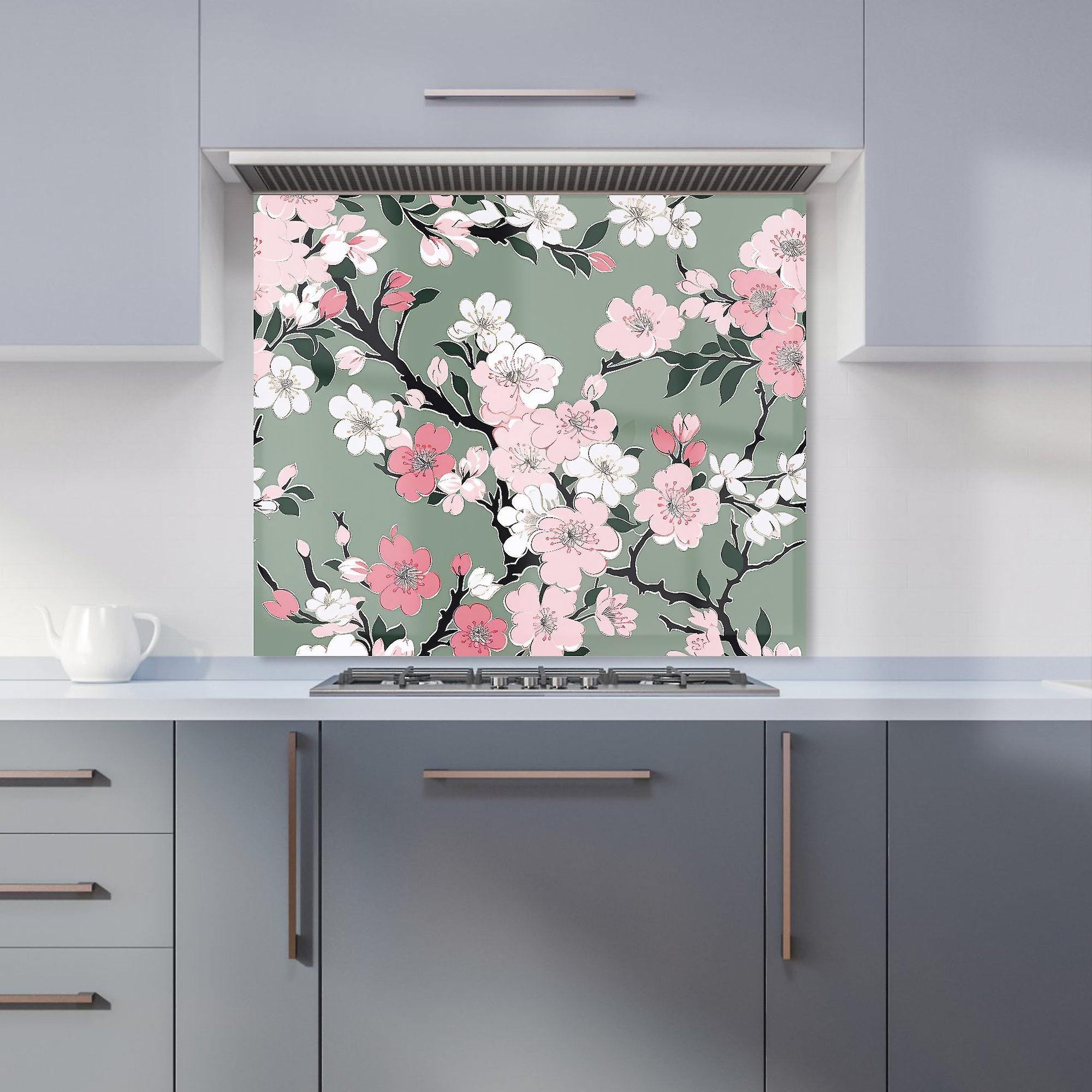 Pink Floral Abstract Pattern Kitchen Splashback