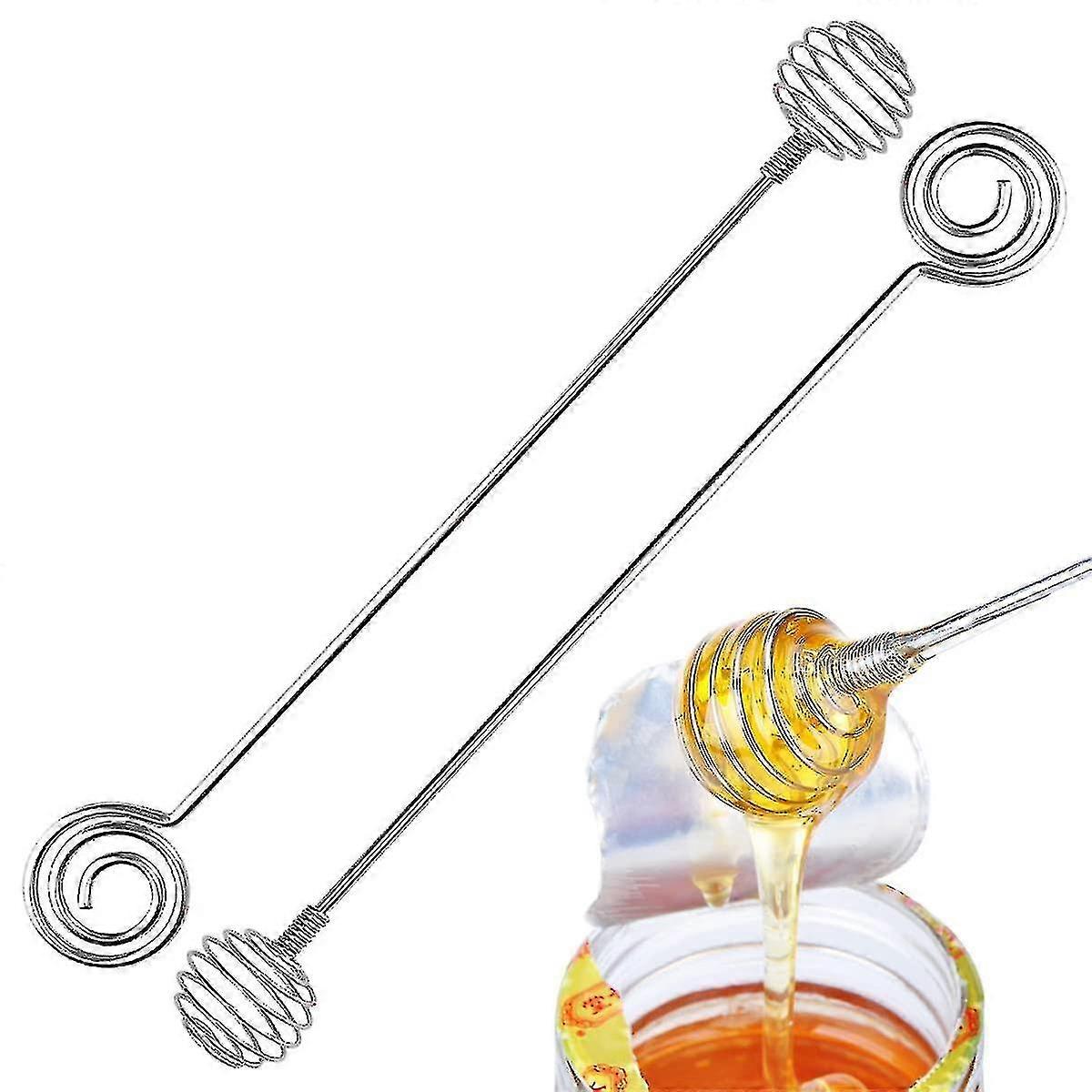 2st Honey Spoon Stick Rostfritt stål Sirap Sked Långt handtag Honey Spoon