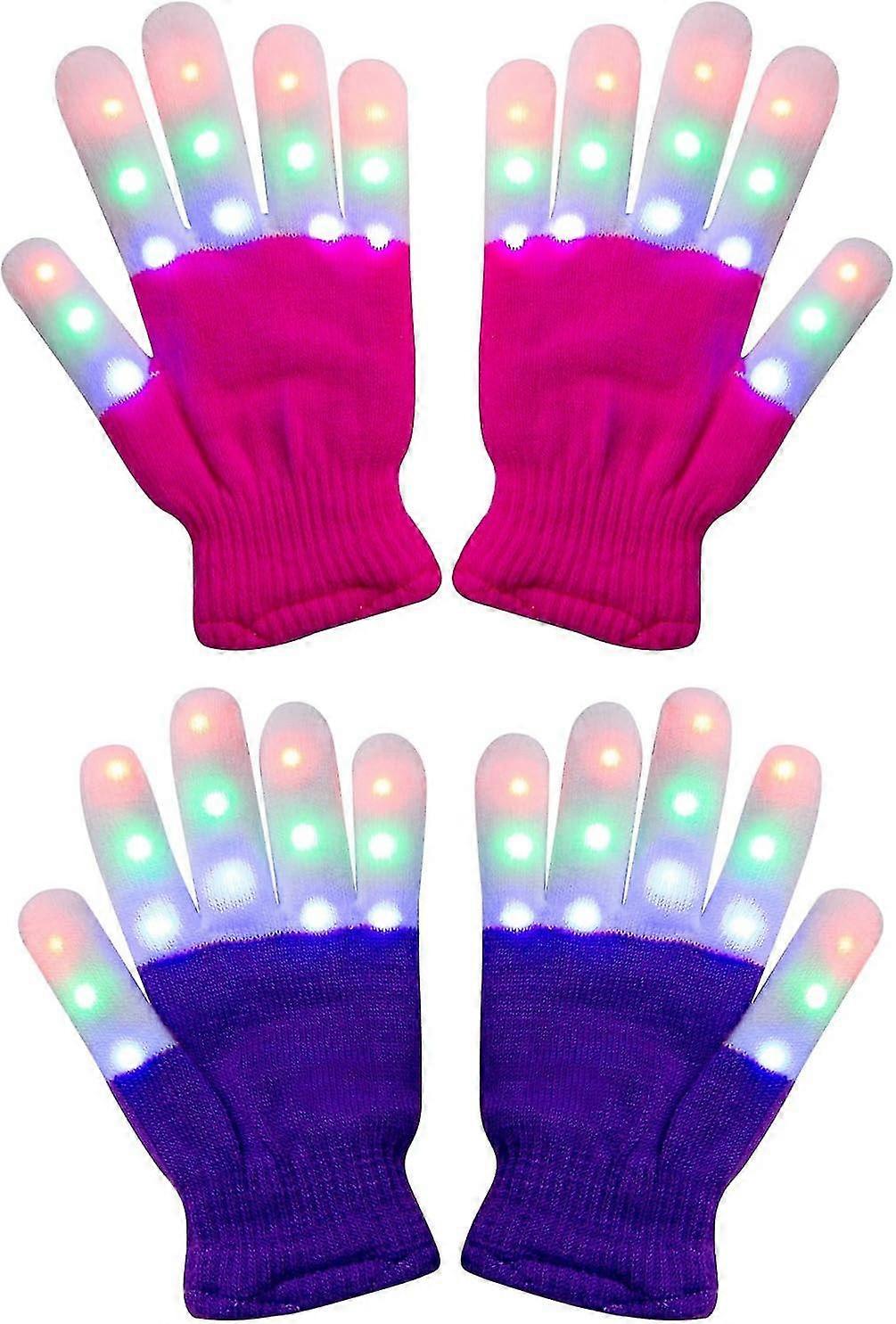 2 حزمة قفازات خفيفة للأطفال ضوء إصبع الأطفال وامض LED قفازات دافئة مع أضواء لعيد ميلاد ضوء حزب عيد الميلاد عيد الميلاد الرقص عيد الشكر GIF