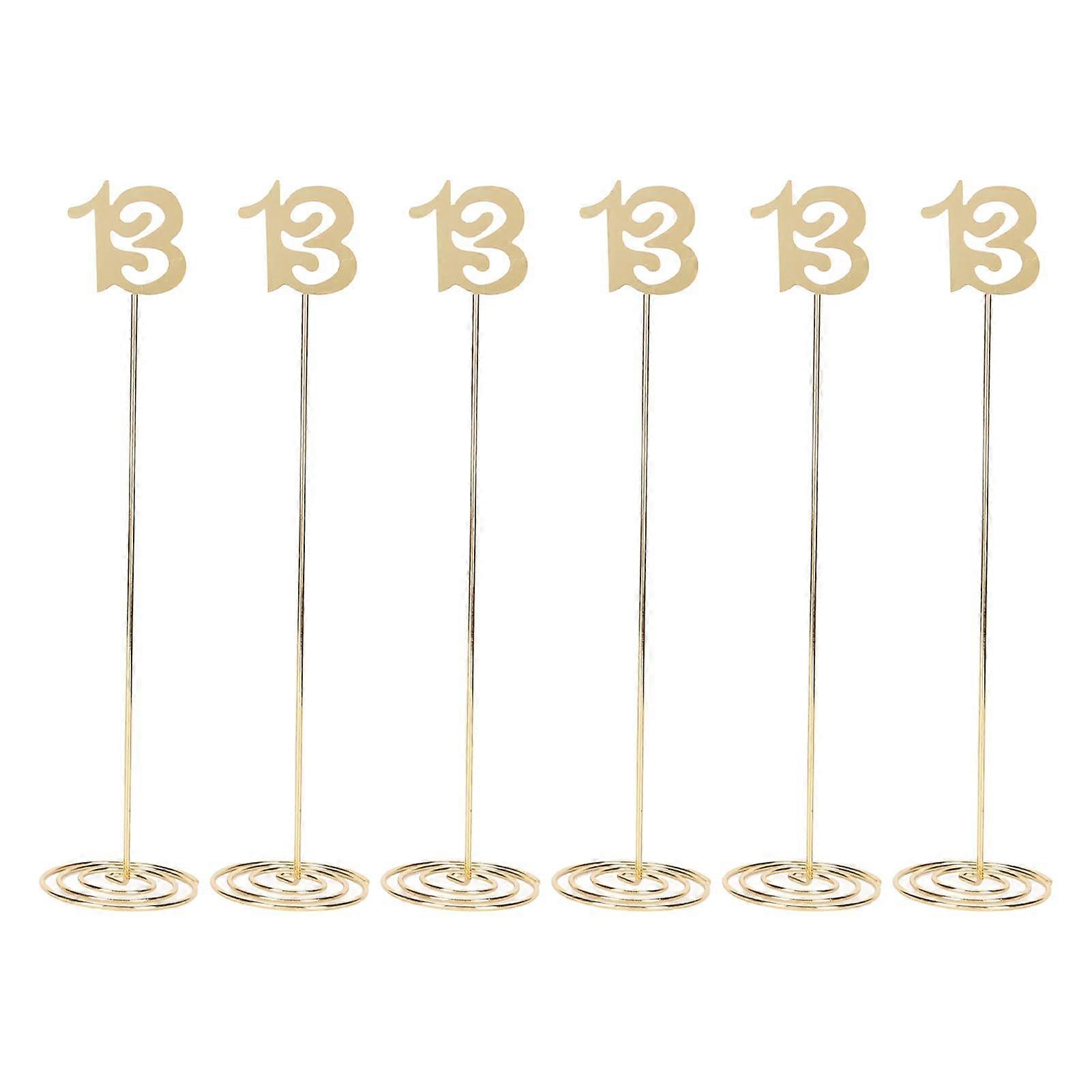6pcs Metal Wedding Table Numbers Rust Prevention Thickened Tall Table Numbers with Holder Base for Wedding Reception Number 13