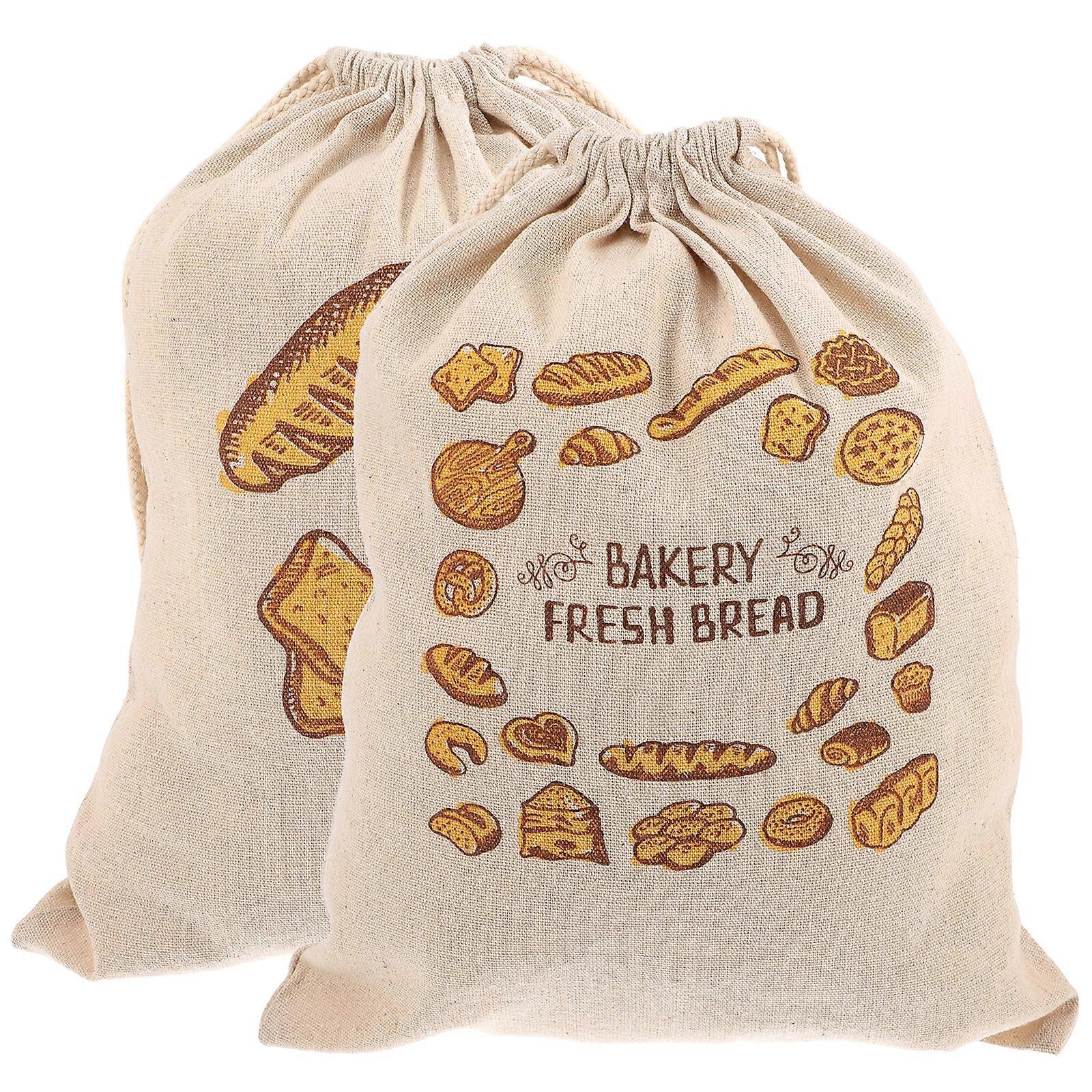 2Pcs Drawstring Bread Storage Bags Portable Bread Bags Reusable Bread Pouches