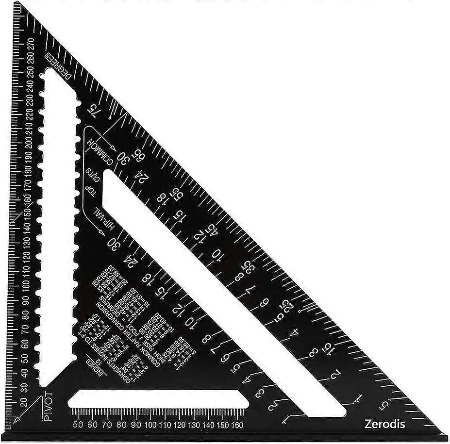 Set Square Triangle Angle Ruler Protractor 12 Inch High Precision Aluminum Alloy Measuring Tool, Black