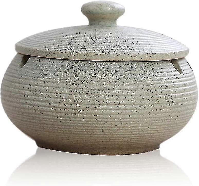 Ceramic Ashtray With Lid, Indoor And Outdoor Windproof Ashtray