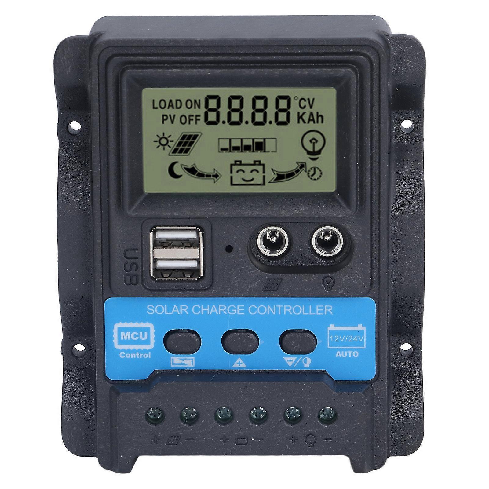 Solar Charge Controller LCD Display Dual USB 5V Output PWM Charging Control Regulator30A 390W(12V) 780W(24V)