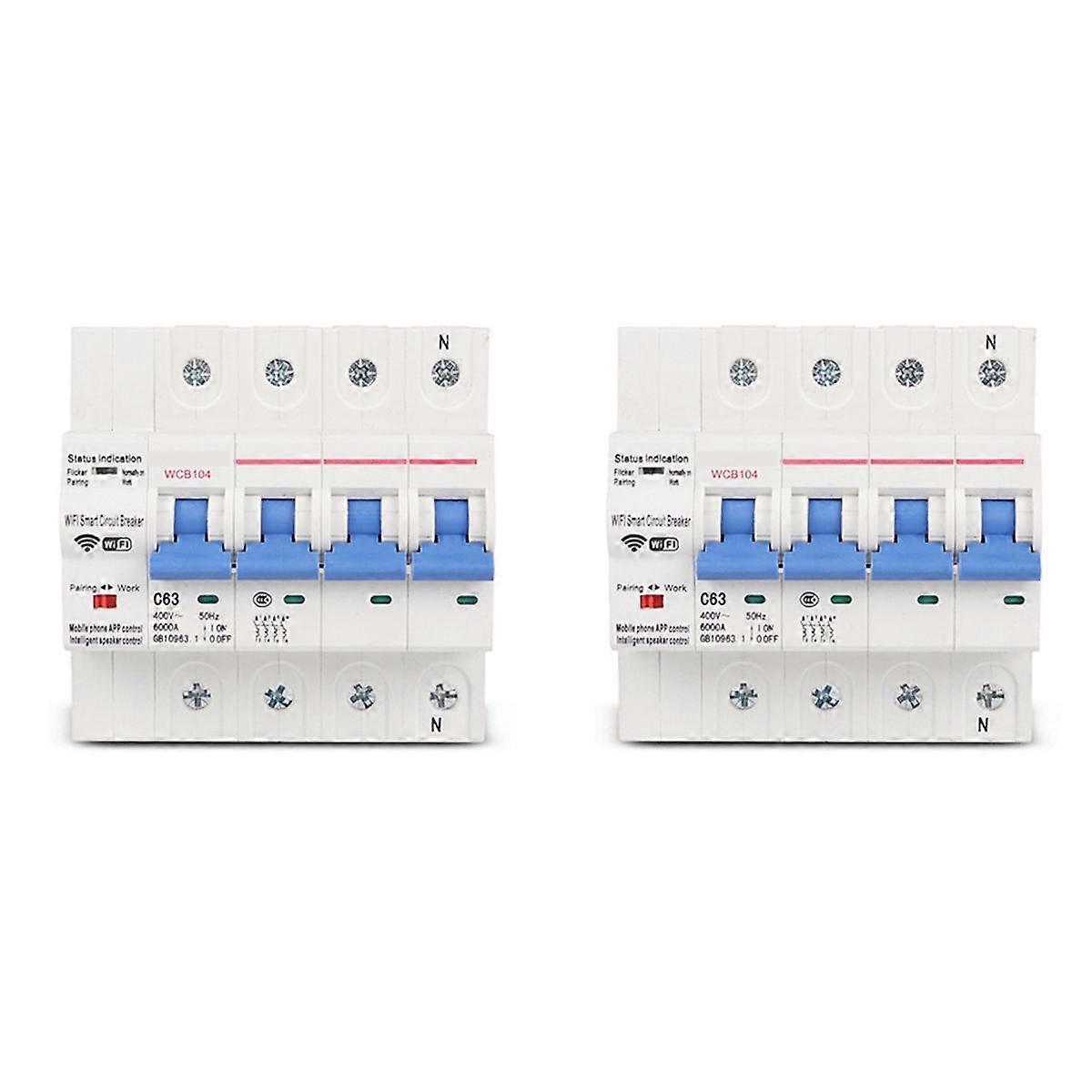 2X Trifase 4P 380V 63A Tuya Smart WiFi Interruttore Automatico Industriale Telecomando MCB Temporizzazione con