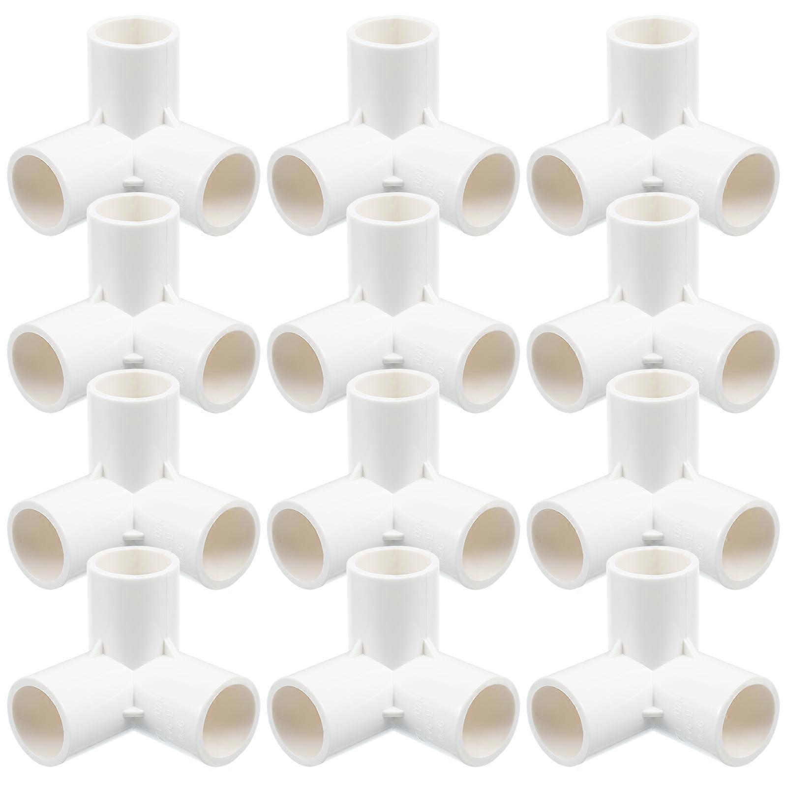 8 Pcs 1 Bag Three-way Joint Simple Pipe Accessories Connection Joints (White)