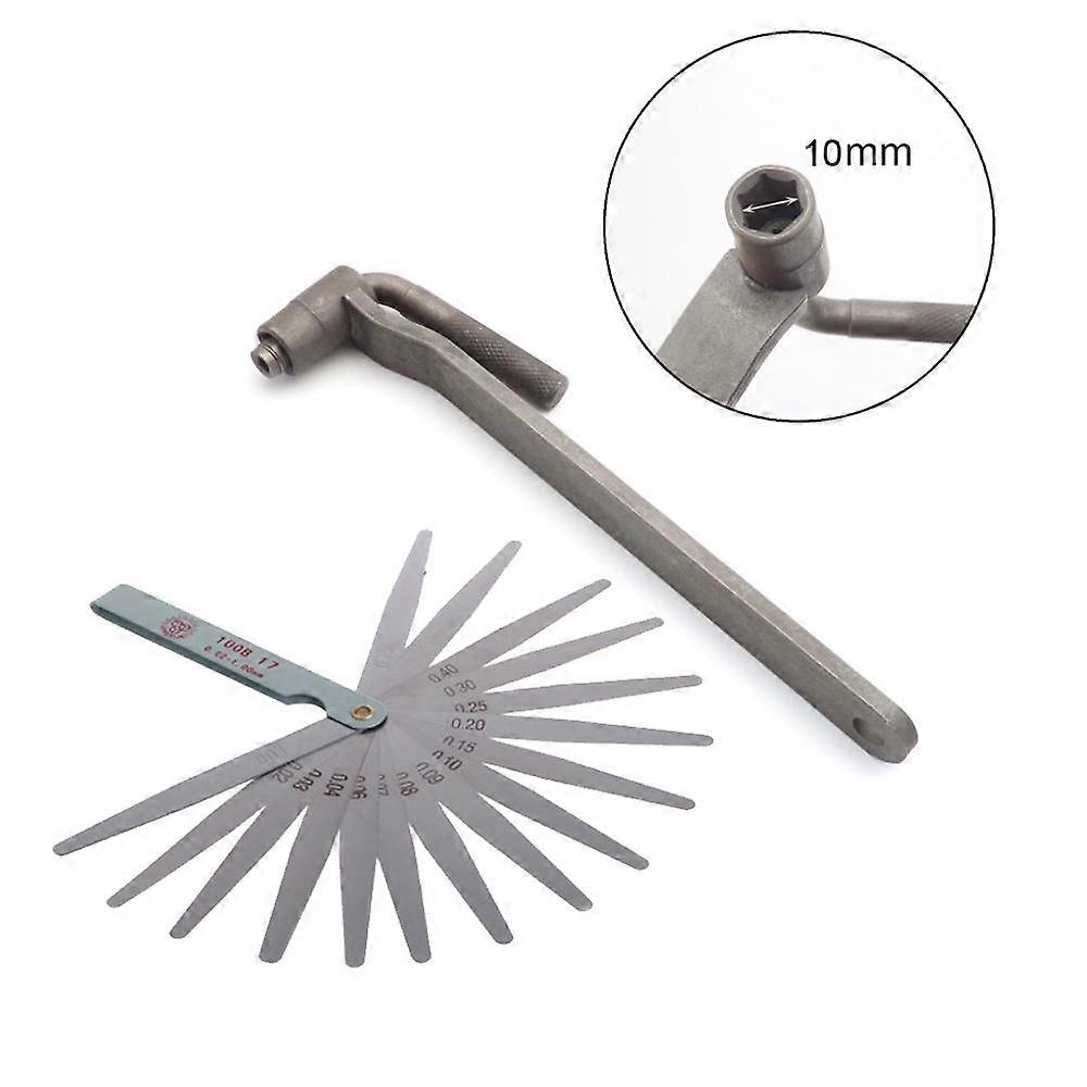 Motorcycle Engine Valve Adjustment Tool Square Hexagon Socket T Spanner Valve Screw Wrench 8mm 9mm 10mm Feeler Gauge 002 to 1mm