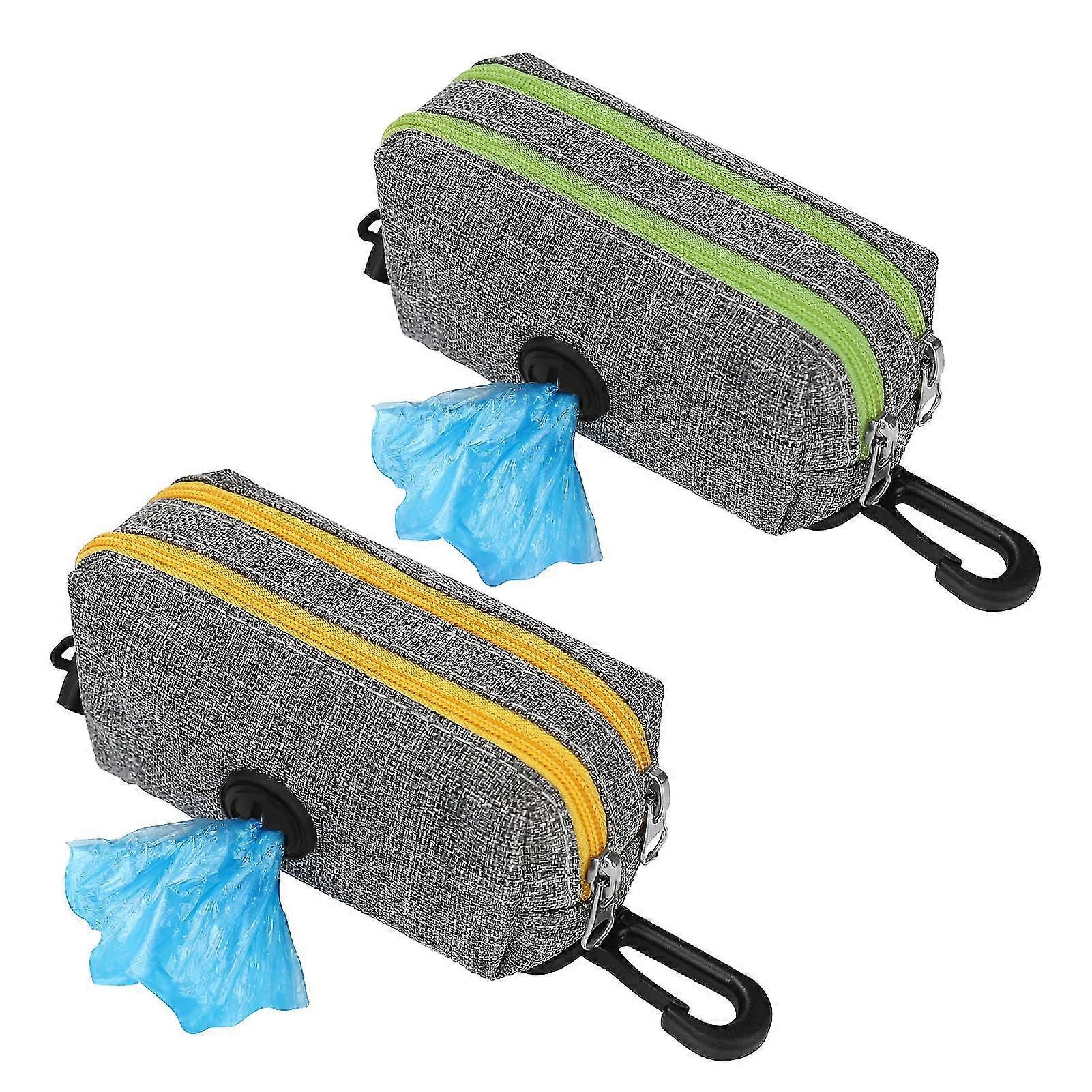 ZK- Dog Poo Bag Holder Pet Waste Bag Dispenser With 2 Zippers, Spring Fastener And Durable (2 Pcs)