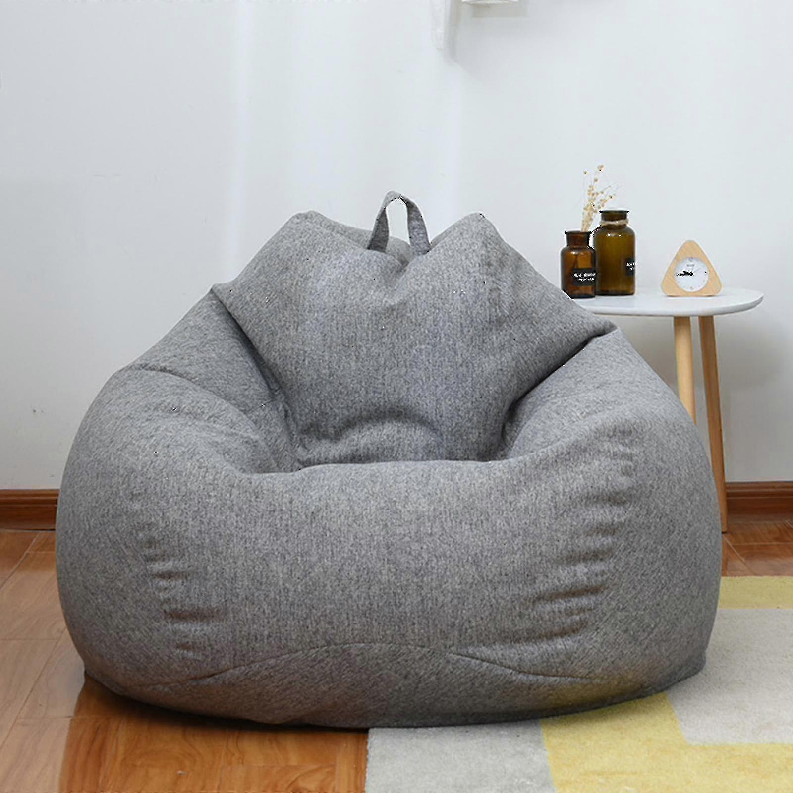 Gray New Bean Bag Chairs Couch Sofa Cover Indoor Lazy Lounger For Adults Kids Price (Does Not Contain Fillers) Size 90 * 110Cm
