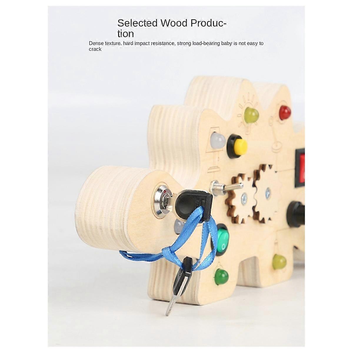 Children'S Wooden Dinosaur Circuit Board Wooden Busy Board Circuit Exercise Manual Ability