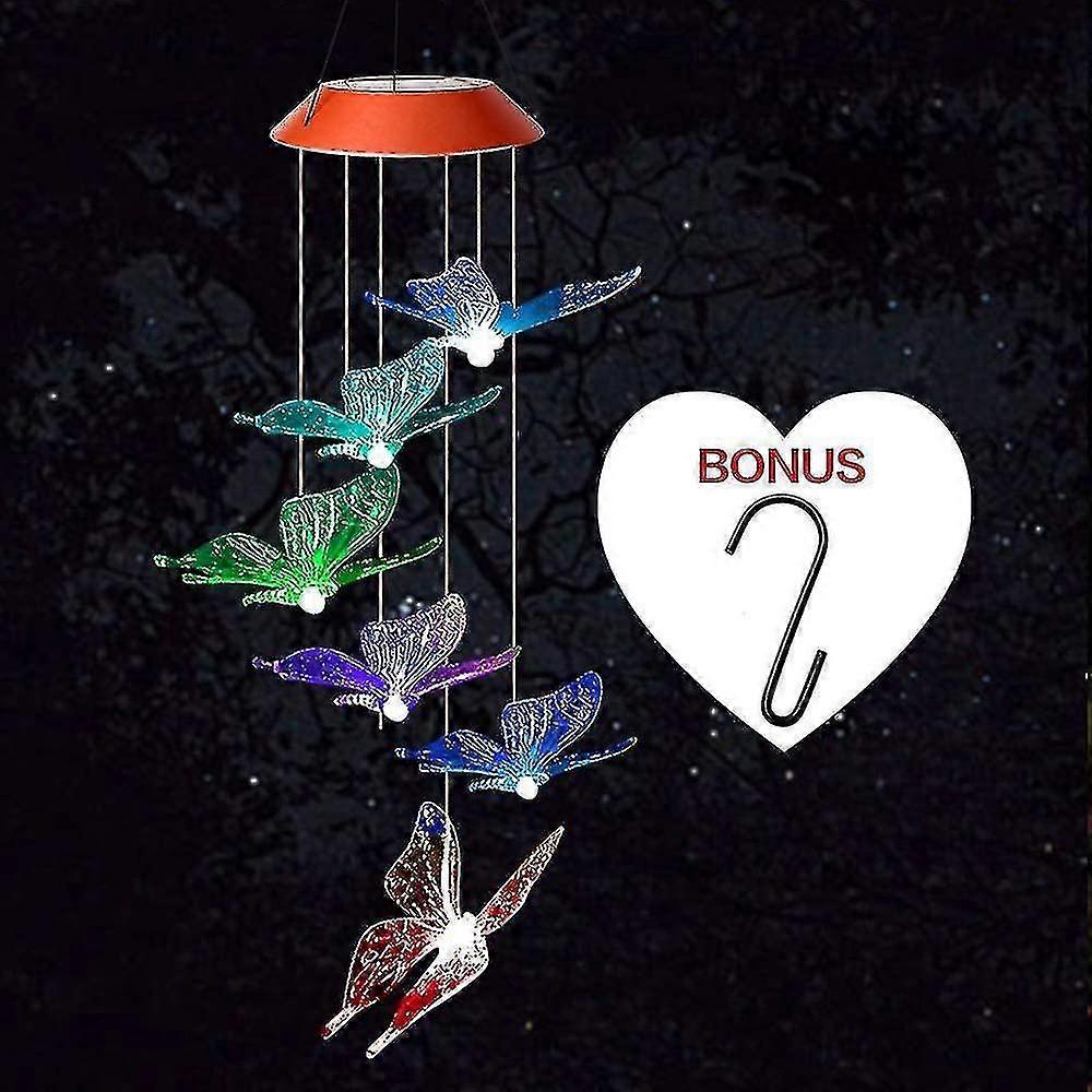 Wind Chime Outdoor Solar Light Led Color Changing Hanging Wind Light Waterproof Mobile Spiral Rotati