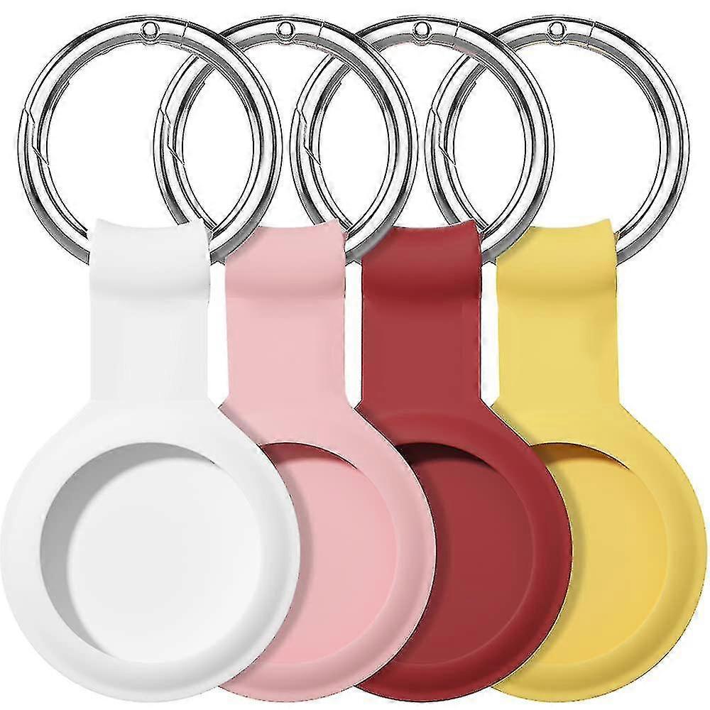 Compatible For Case Keychain ,silicone Protective Cover Secure Holder With Key Ring-4 Pack Red/whit