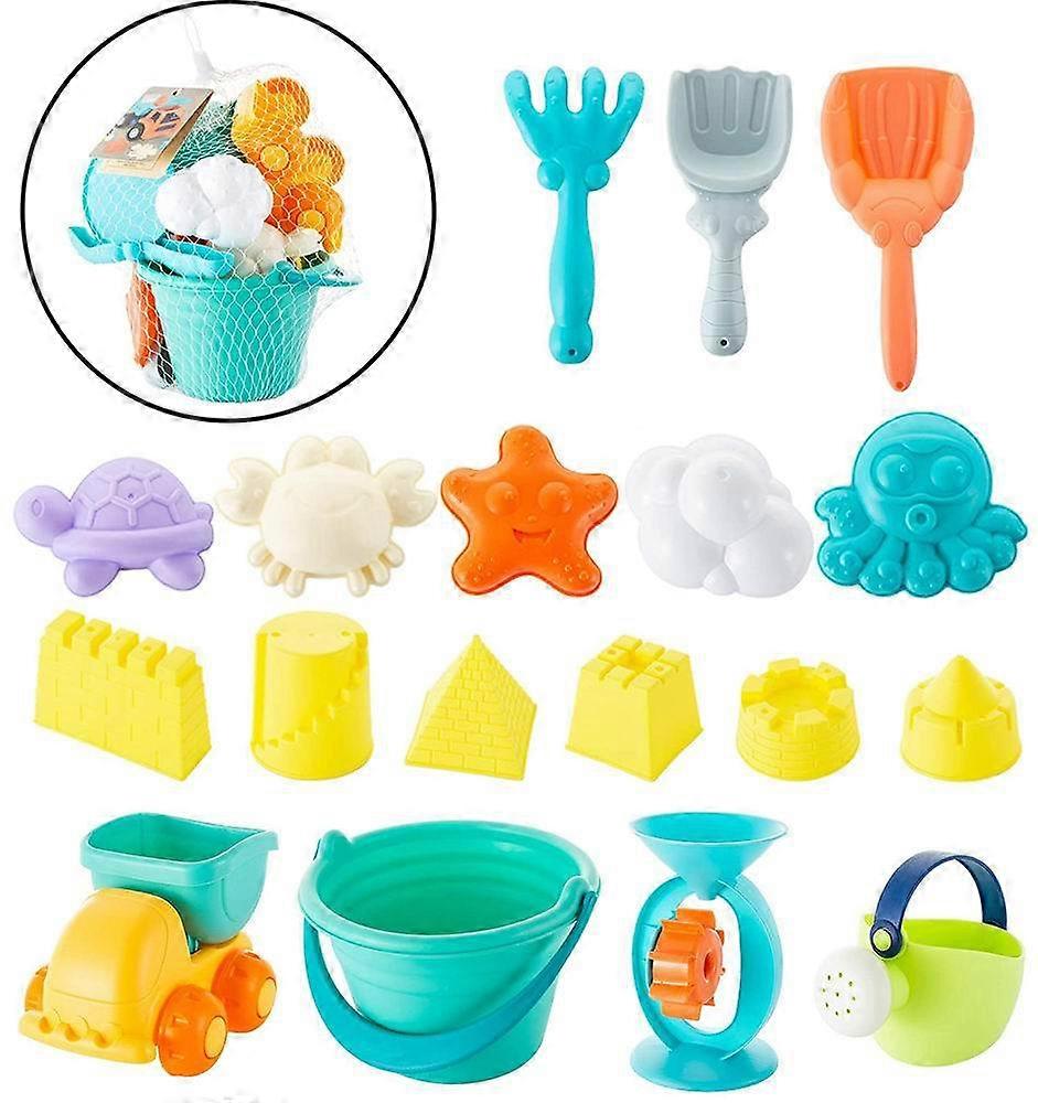 Beach toy set, hard plastic + soft plastic 18 pieces