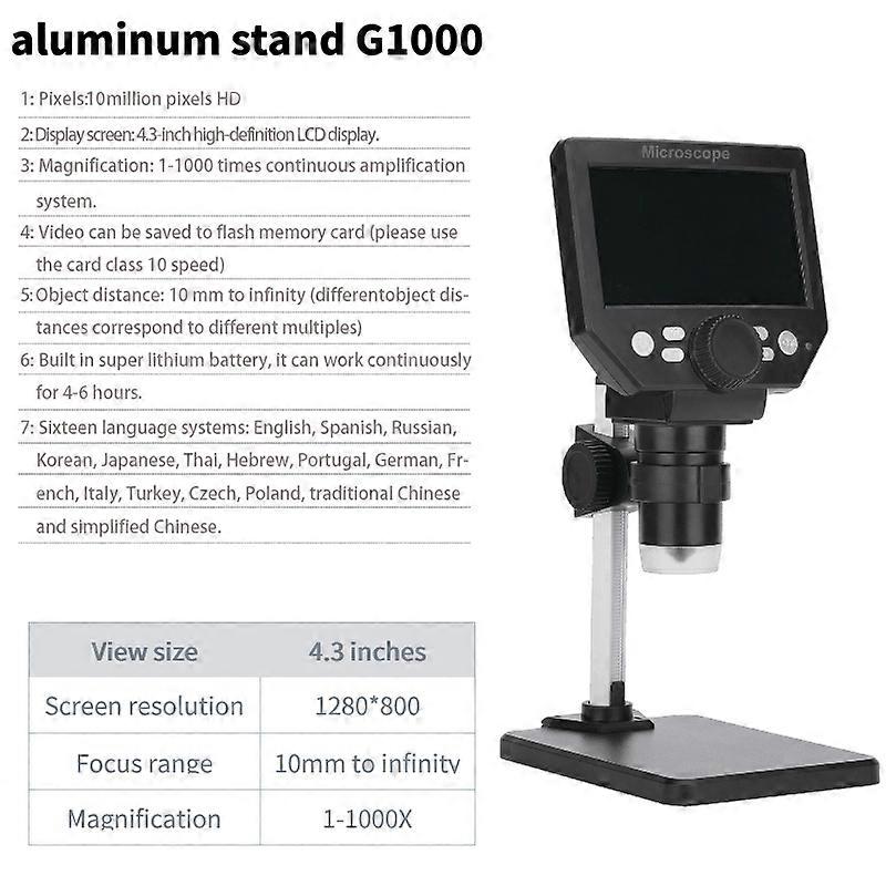 AD208S Electronic Microscope 5X-1200X Digital Microscope Camera For Soldering Magnifier Adjustable 1080P Scope With 10 LED Light