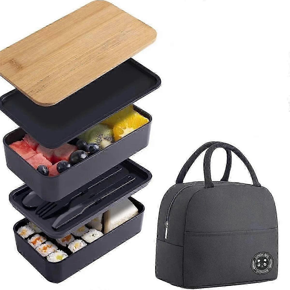 Stackable Lunch Box with Thermal Insulation Bag Microwave Lunch Box Suitable for Office Workers and Students.