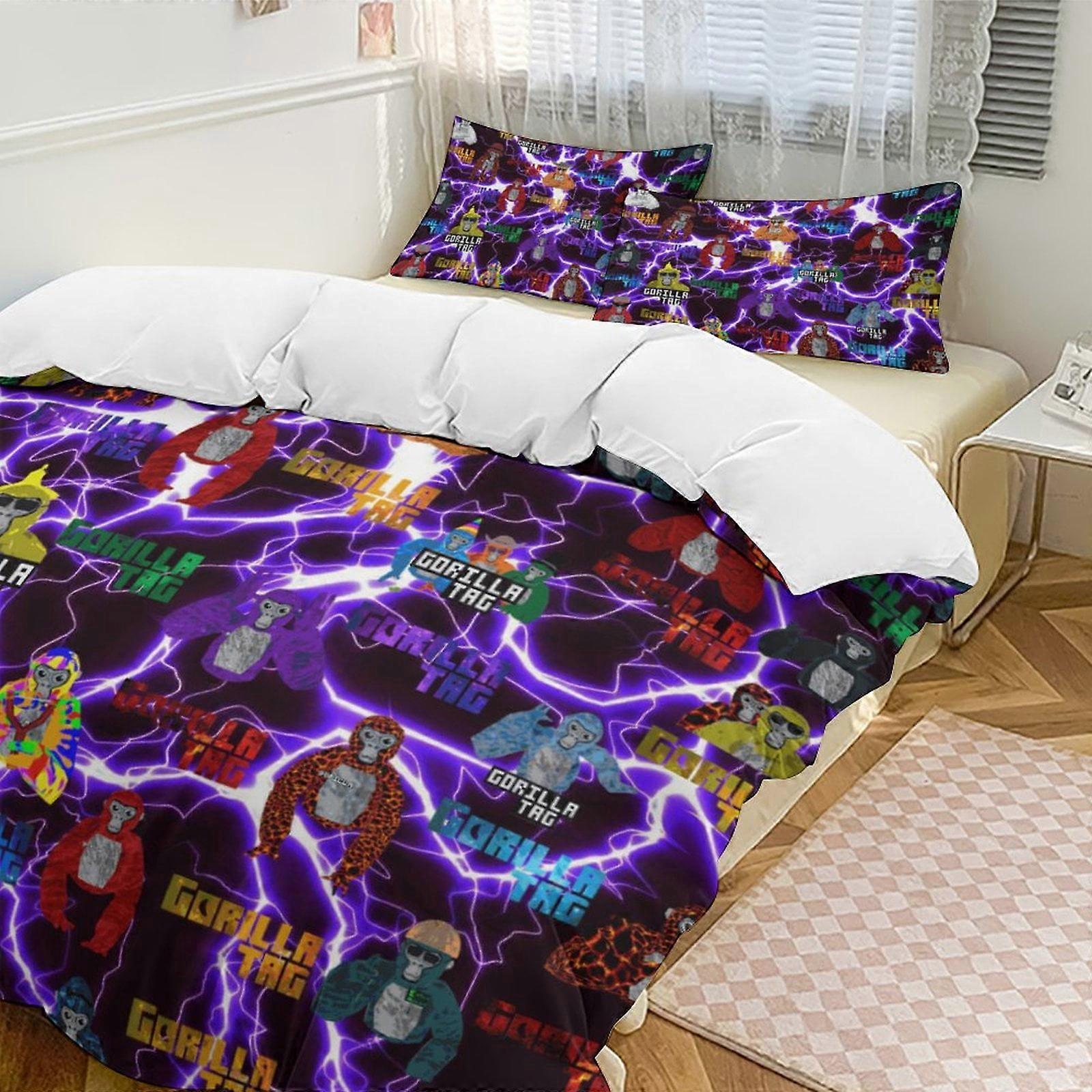 v2137 Bed Sheets Bedding Game Gorilla Tag 3-Piece Bedding Set Soft Warm And Comfortable Bed Set with 1 Duvet Cover And 2 Pillowcases Bed Sheets yuq2