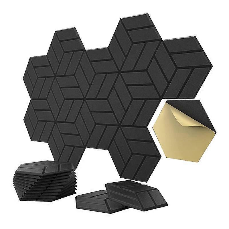12 Pack Self-Adhesive Acoustic Panels,Hexagon Sound Proof Foam Panels Sound Proofing Padding for Wa