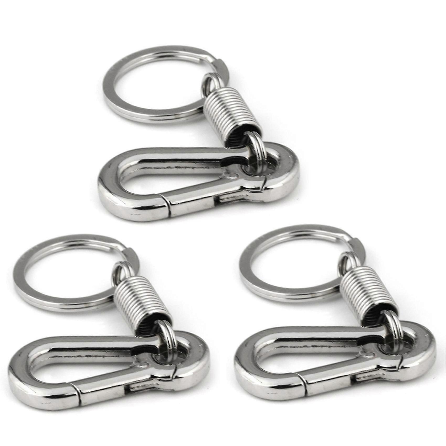 3X Sturdy Carabiner Key Chain Key Ring Polished Key Chain Spring Key Chain Business Waist Key Chain