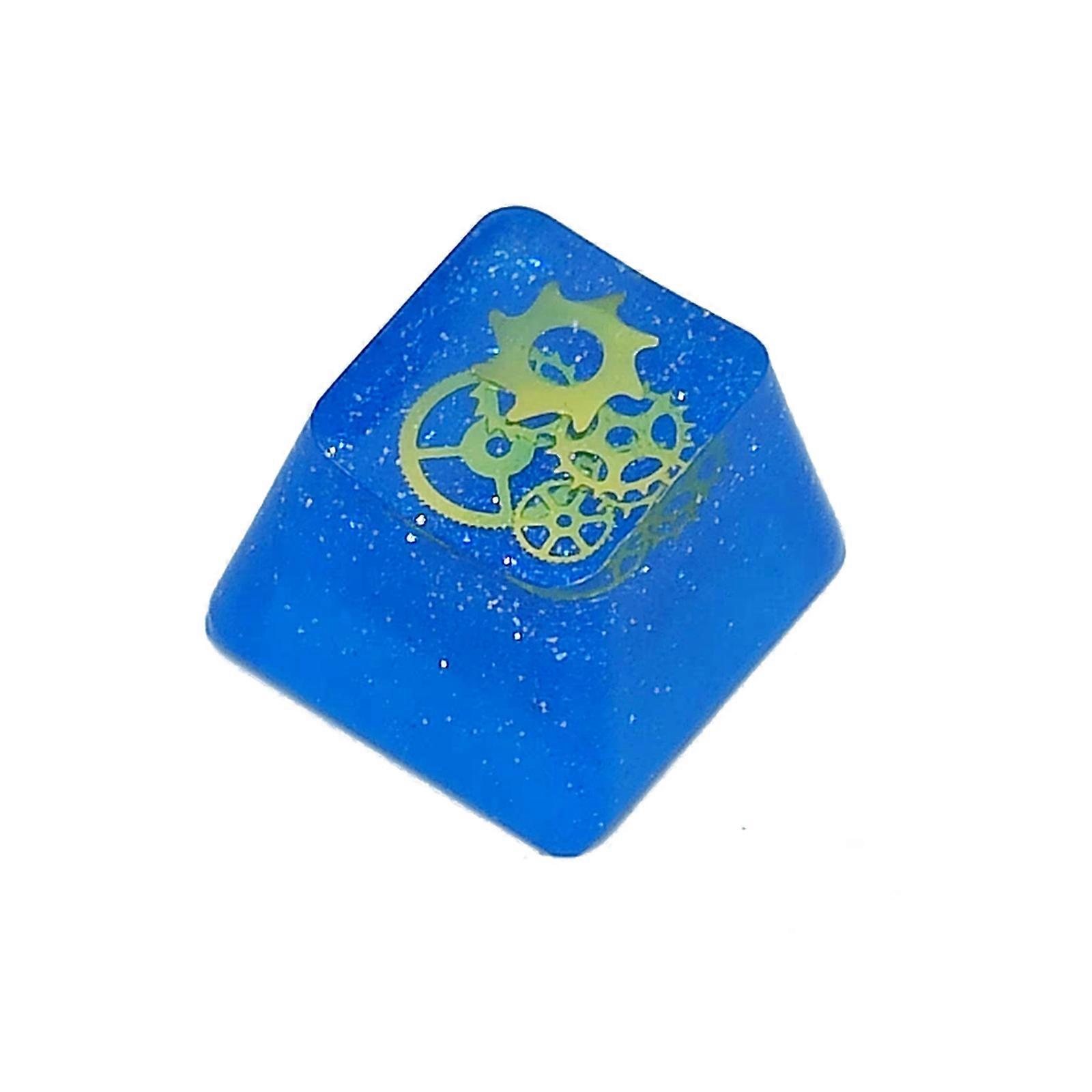 Handmade Customized Keycap Resin Personality Translucent Blue Gear OEM Profile R4 Backlight Keycap for Gaming Keyboard