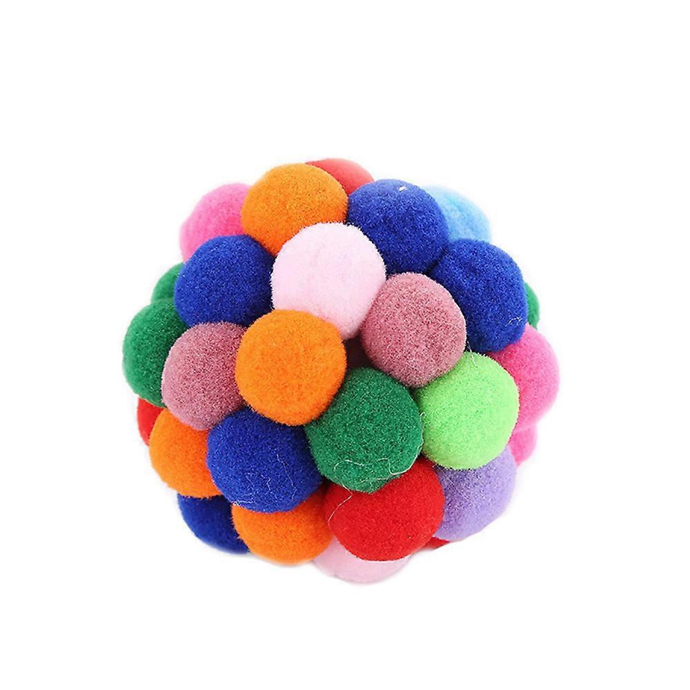 Pet Cat Toy Colorful Handmade Bells Bouncy Ball Built-In Catnip Interactive Toy