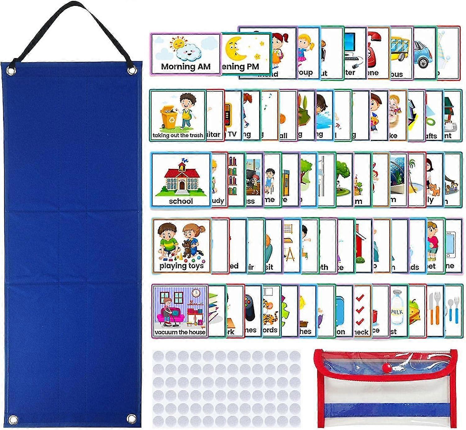 Visual Schedule Chart For Kids Toddlers, Daily Routine Chore Chart With 70 Cards Autism Learning Materials Kids Behavioral Wall Planner