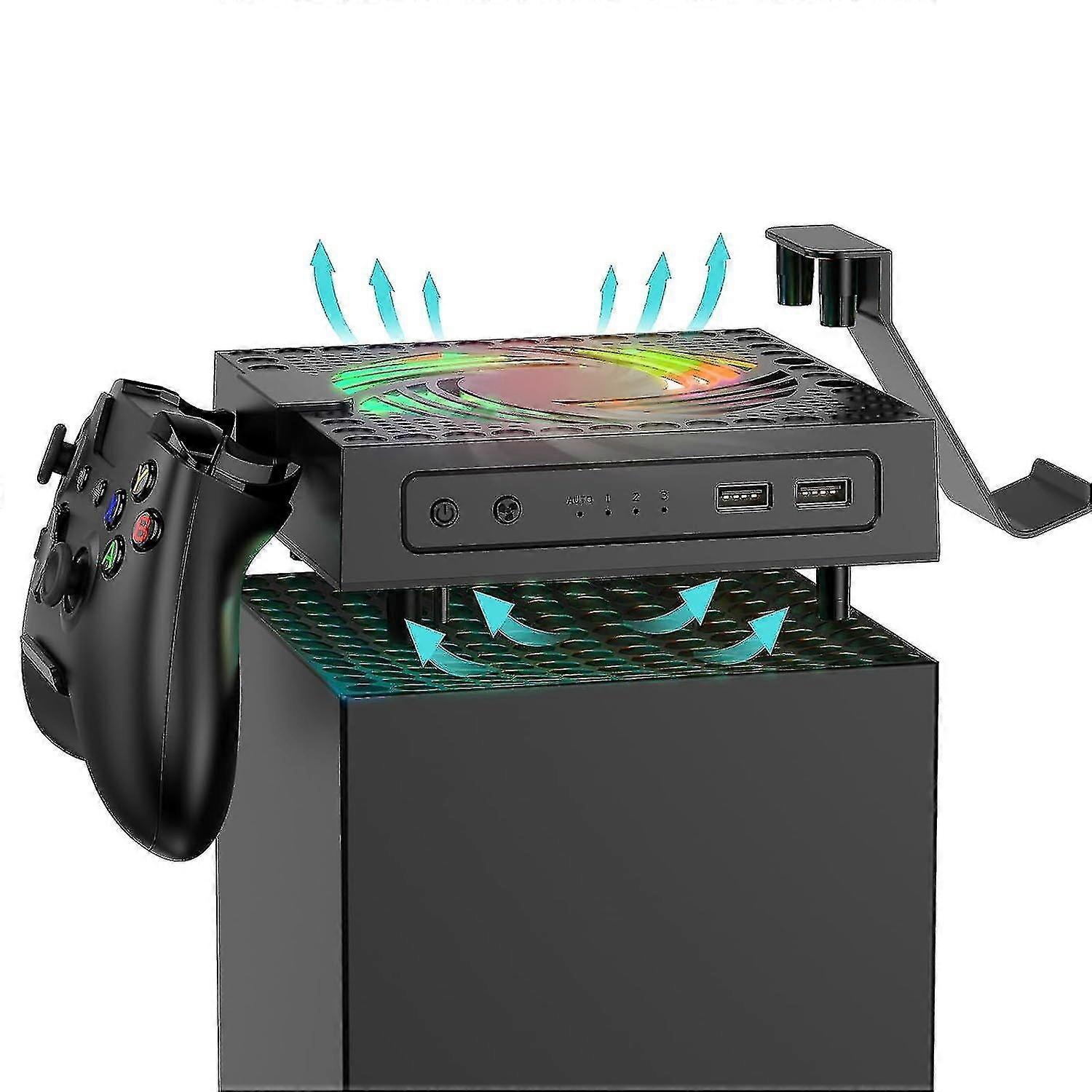 Automatic Cooling Fan For Xbox Series X Console, Smart Sensing Fan Speed Change With Temperature, Rgb Light, Low Noise