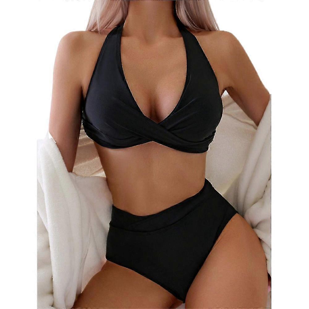 Femmes Taille Haute Bikini Ensemble Halterneck Maillot De Bain Plage Maillot De Bain Maillots De Bain