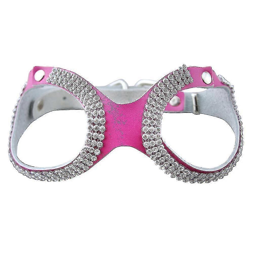 New Shiny Water Diamond Pu Leather Pet Dog Collar Backband Pet Care Product 1 Pink