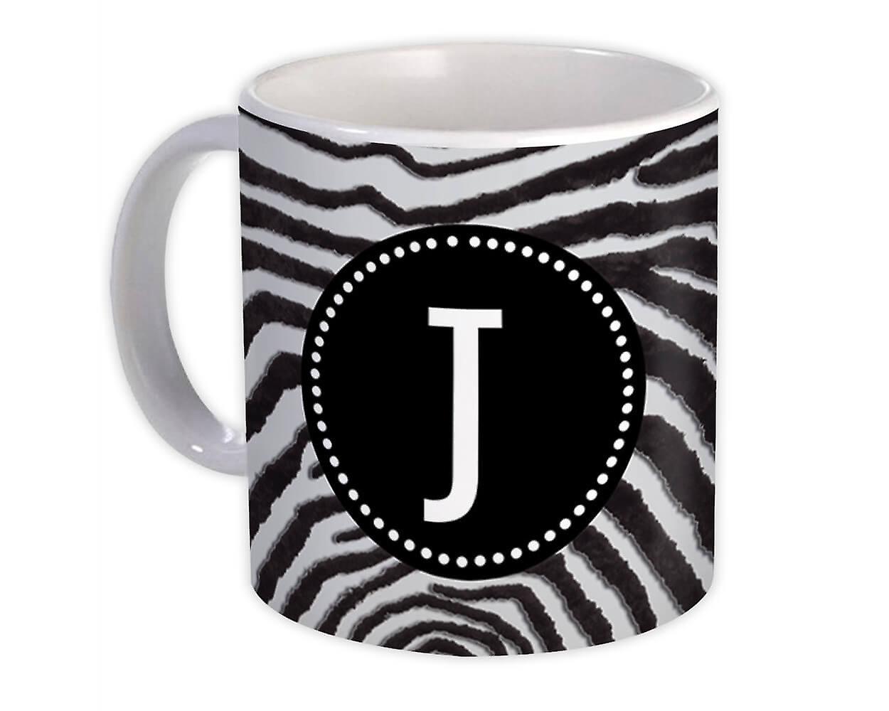 Geschenkbecher: Monogramm Buchstabe J Zebra