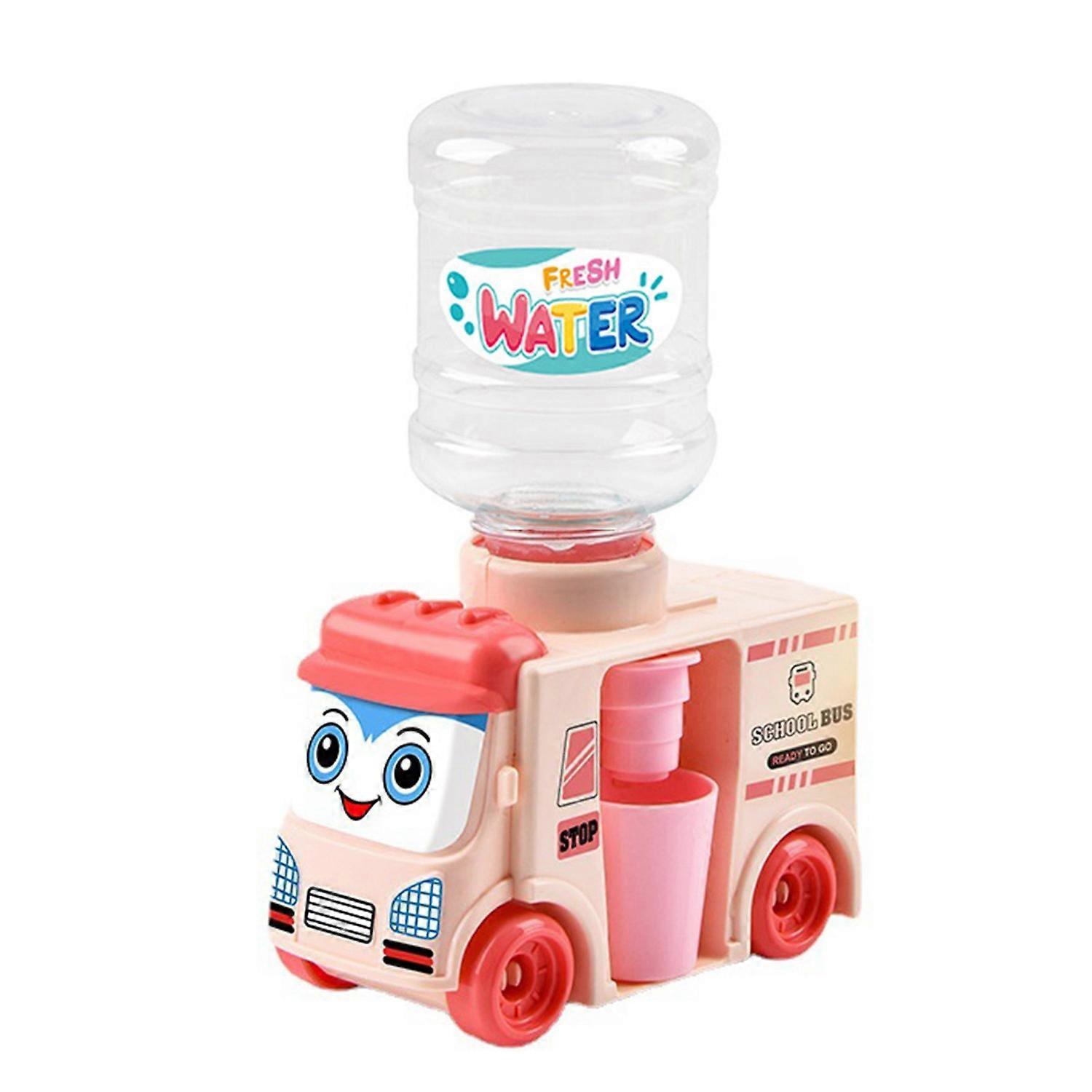 Mini Water Dispenser Bus 2 in 1 Press to Get Water Out Bottle Replaceable Pretend Play Funny Kids