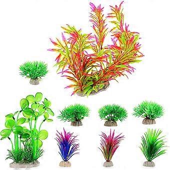 9pcs Aquarium Plastikpflanzen Dekorationen Bunte Simulation Wasserpflanze Gefälschte Wasserpflanzen Lebensraum Aquarienpflanzen Mikrolandschaft Ornamente