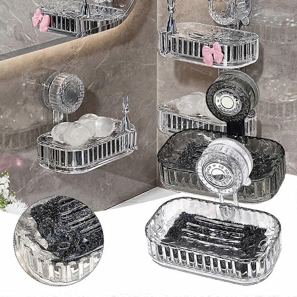 Wall Mounted Suction Cup Soaps Box with Sponge Multifunctional Soaps Holder Disk for Kitchen Bathroom