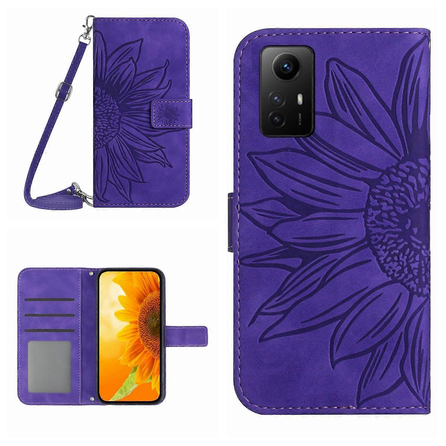 HT04 Sun Flower Leather Case For Xiaomi Redmi Note 12S