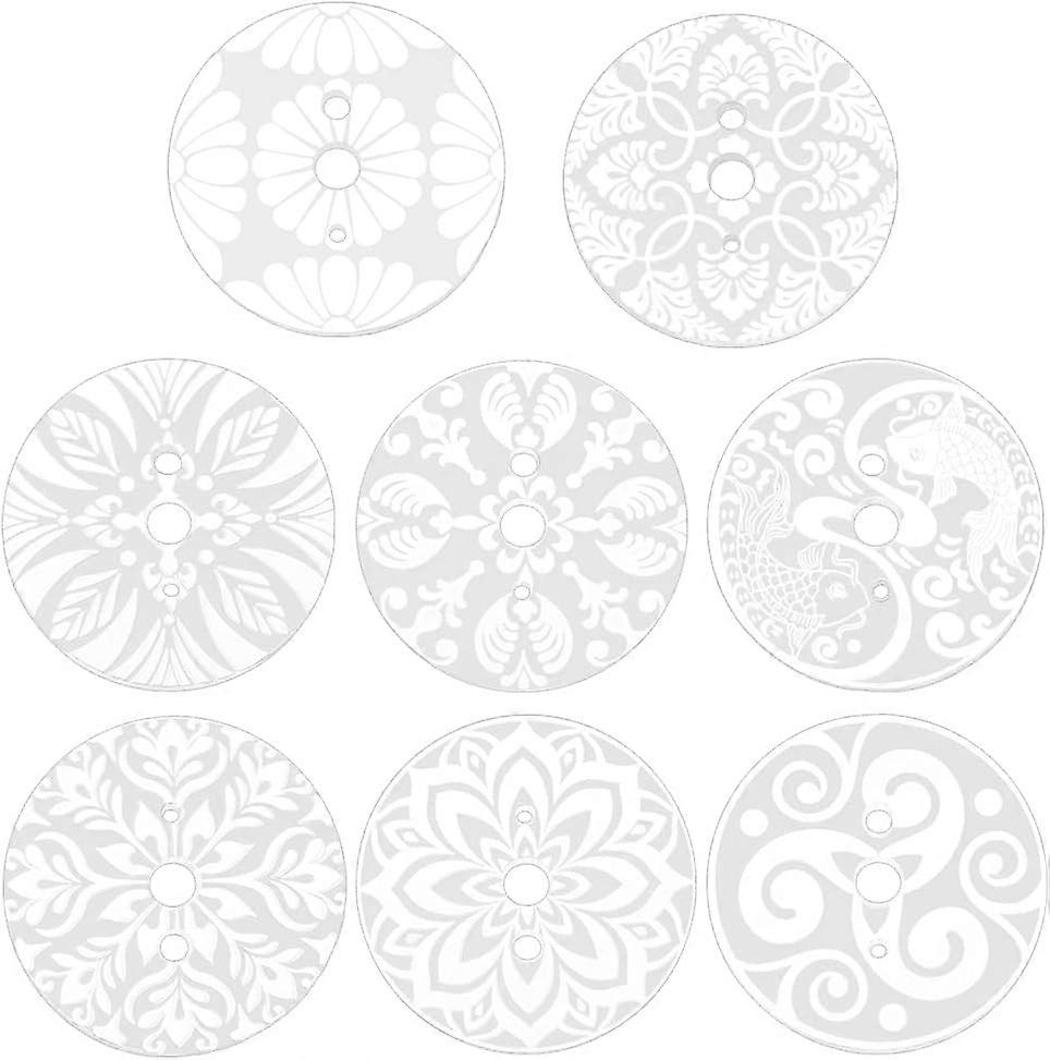 8PCS Acrylic Spinning Control Tool 2.2inch Flat Round Whorl Drop Spindle Kit Diz for Roving Felting Crochet and General Crafts Hole: 5mm and 2.5mm and