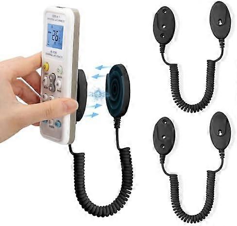 2-Pack Magnetic Remote Control Holders with Spring Ropes - Wall-Mount, Adhesive, Anti-Loss, Secure Remotes & Small Items