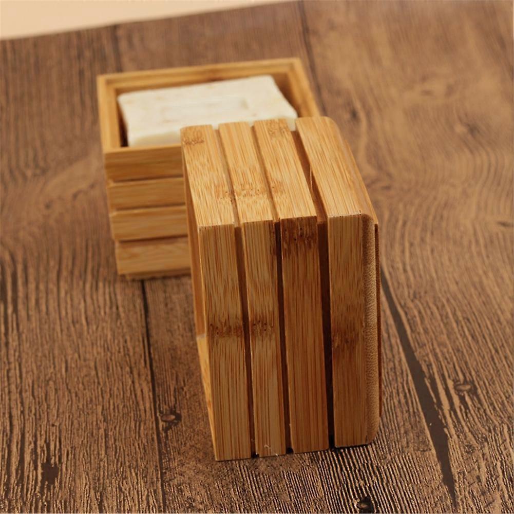 Natural Bamboo Soap Dish Tray Holder Storage Rack Container for Bathroom