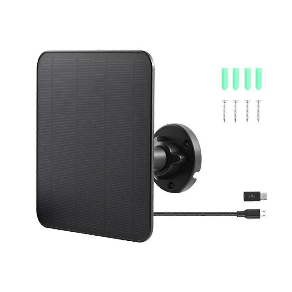 5V 5W Solar Panel with Cable Camera Solar Panel Charger 360Adjustable Mounting for , Ring