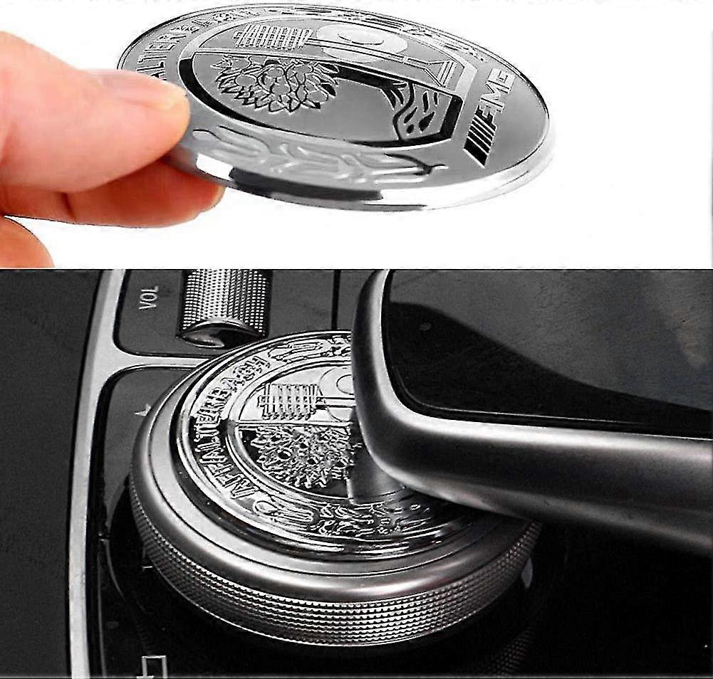 Amg Metal Modified Center Console Multimedia Control Button Knopp Trims Cover Emblems Klistermärken för Mercedes Benz A B E Glk Gla Cla Gle Ml Gl Class