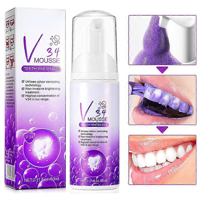 V34 Toothpaste Teeth Whitening 60 ml, V34 Colour Corrector Serum, Purple Teeth Whitening V34 Toothpaste Colour Correction