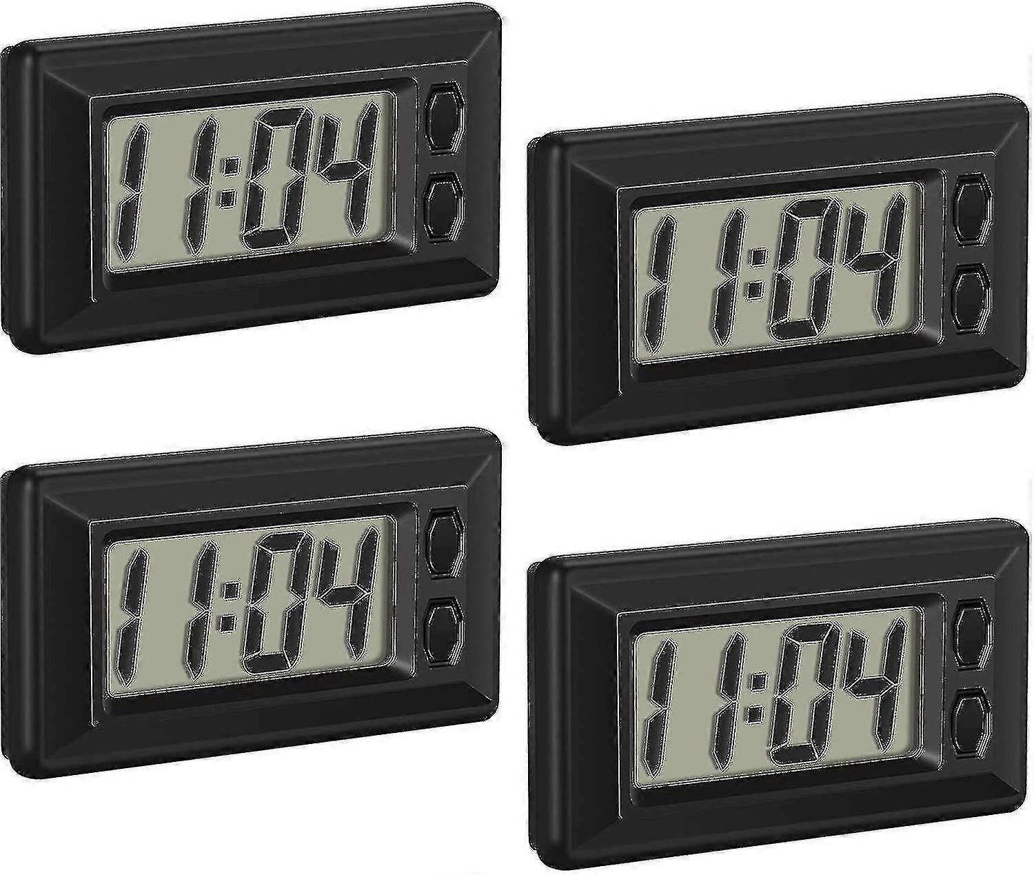 4 Pieces Electronic Clock With Adhesive Pad Lcd Digital Car Clock Table Car-yujia