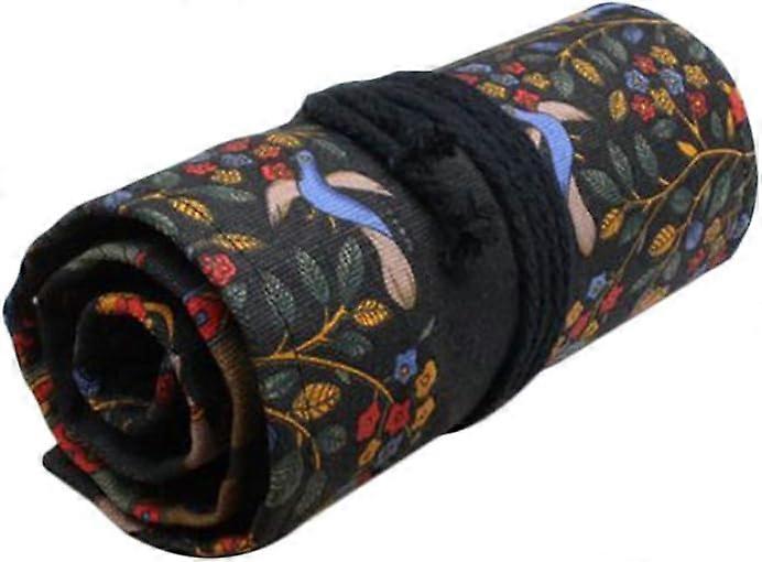 Rideau en tissu fait main Happy Tree à 48 emplacements, noir
