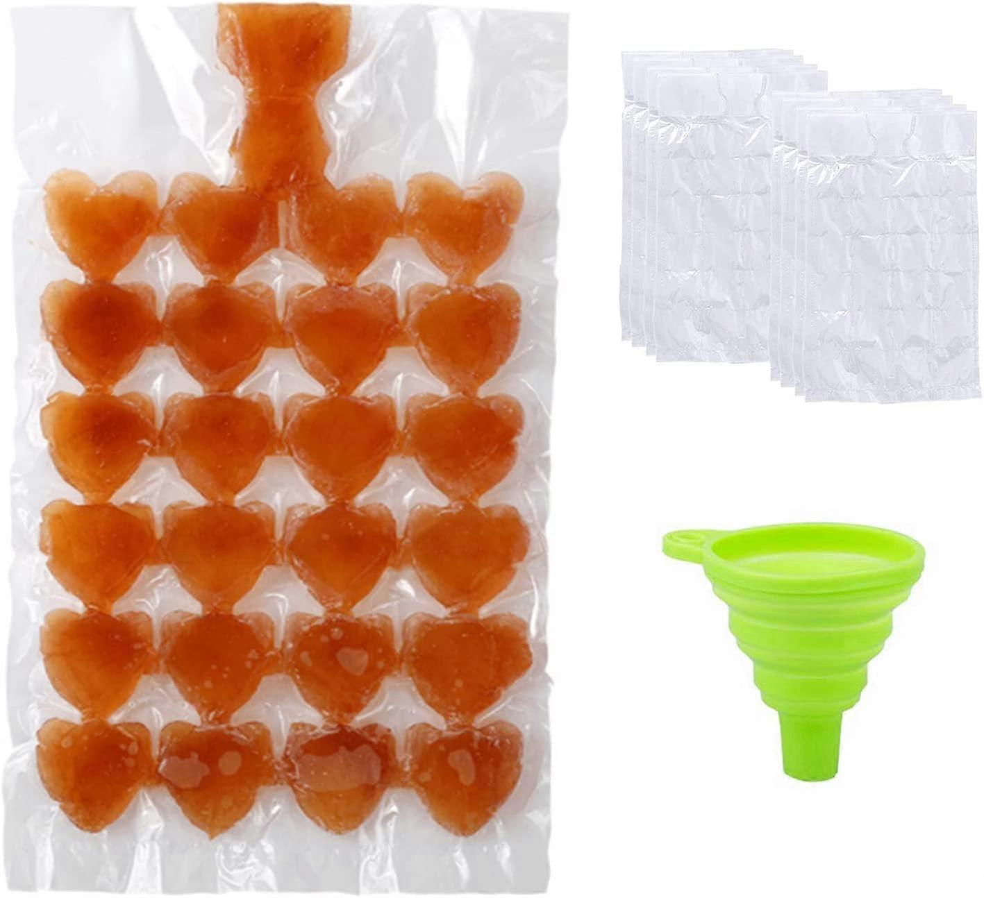 Ice Cubes Disposable Ice Cube Bags - 100 PCS Heart Ice Cube Mold Trays Self-Seal Faster Freezing Maker for Whiskey Cocktails Drinks Kitchen BBQ Partie