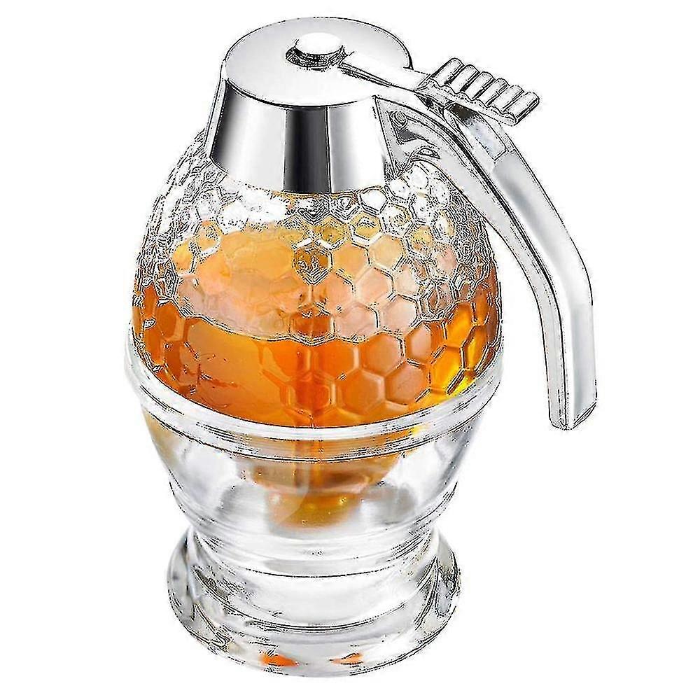 Honey Syrup Dispenser, 200ml Honey Dispenser Jar Container Acrylic Storage Pot No Drip, Moderate Flowbpa Free