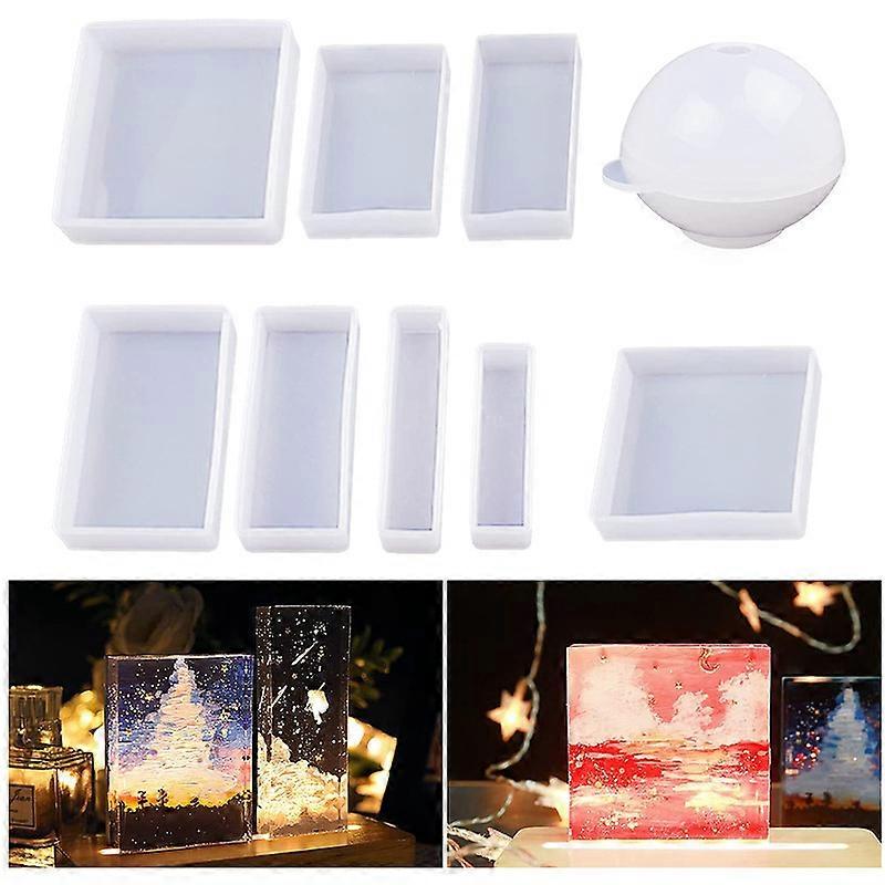 Set of 9 epoxy resin molds, resin casting molds, silicone square ball molds in different sizes, silicone resin molds for resin jewelry, soap, dried fl