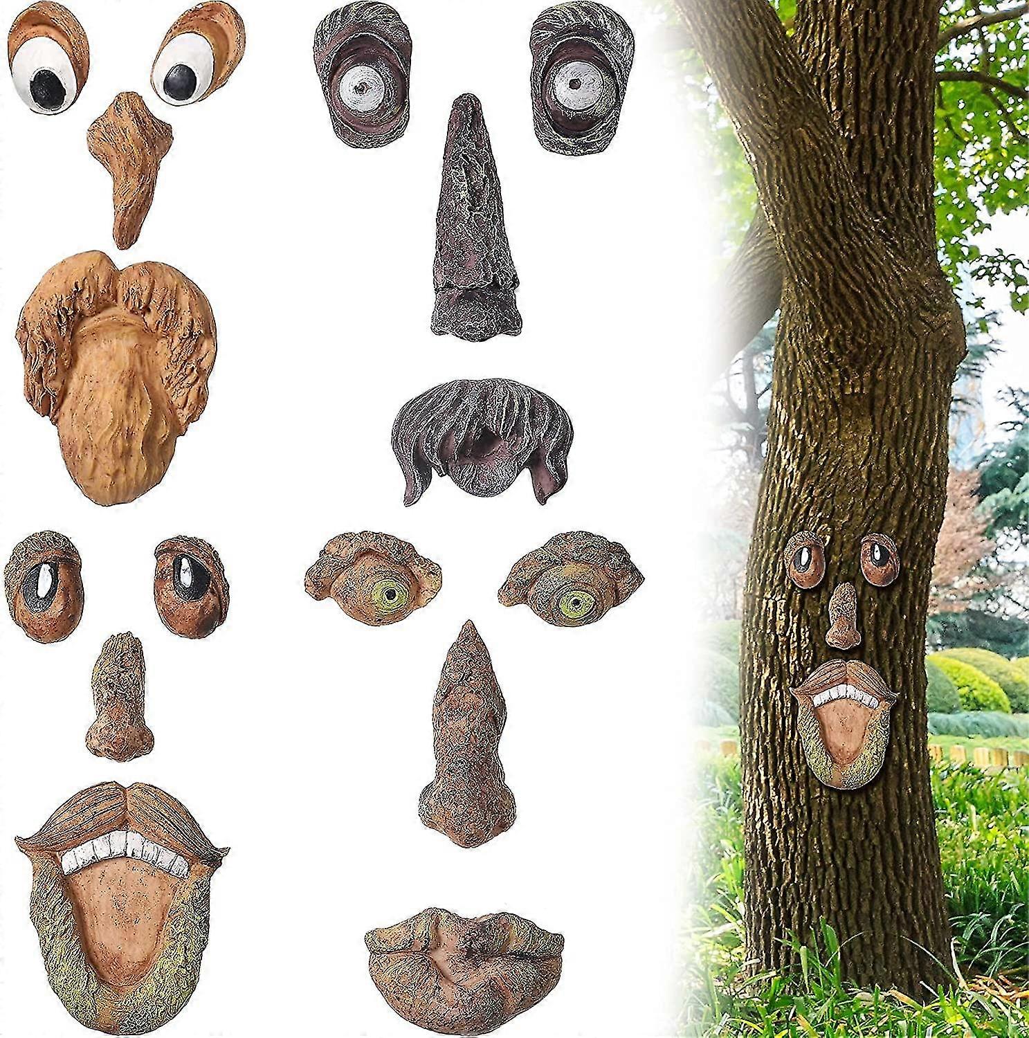4 Pieces Tree Face Decor Sculpture