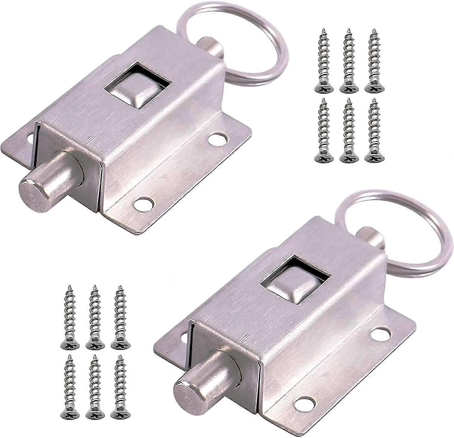 2 automatic sliding latch spring bolts, stainless steel sliding spring bolt, with screws