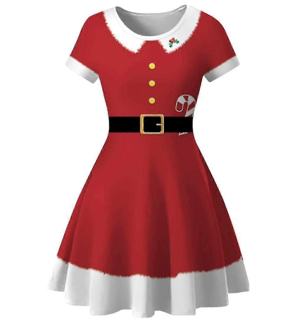 kvinners kortermet uformell a-line julekjole, jul print kjole
